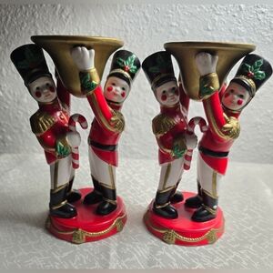 Partylite Toy Soldier Taper candle holders set of two matching. Vintage